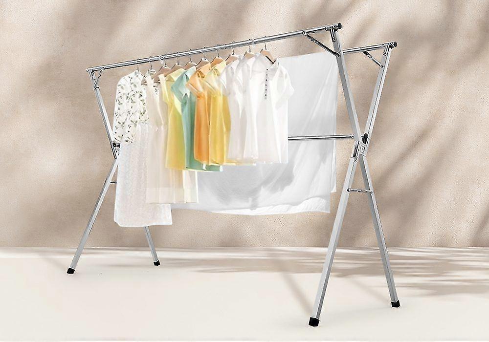 Adjustable Stainless Steel Garment Rack - Foldable, Windproof, Easy Assembly