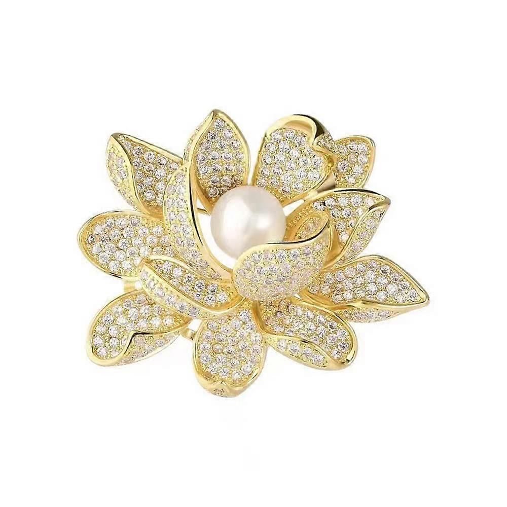 Lotus Rhinestone Brooch - Multi-Use Pearl & Crystal Pin