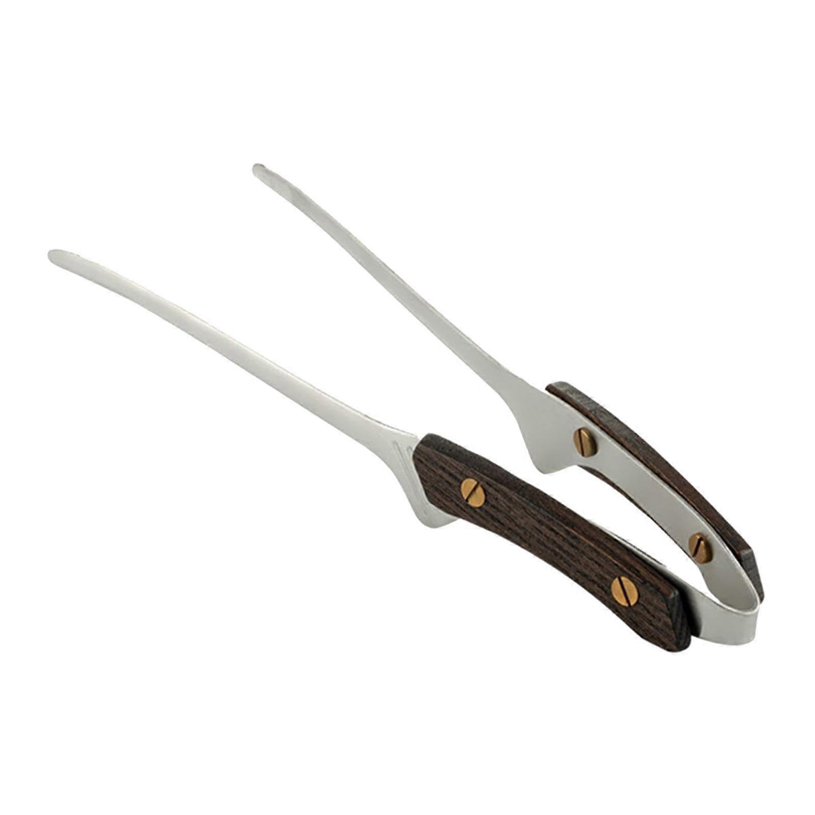 Barbecue Tongs with Non-Slip Wooden Handle for Grilling Steak, Baking Pastry, and Serving Bread