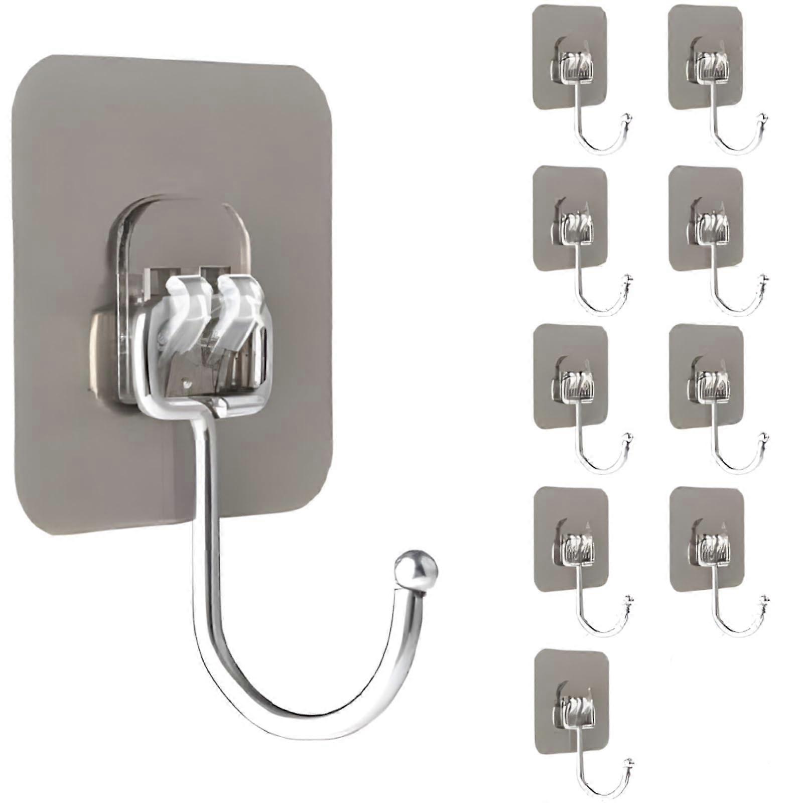 خطافات حائط لاصقة ، مقاومة للصدأ ، سعة 40 رطلا ، مثالية للحمام والمطبخ والمنزل (10)