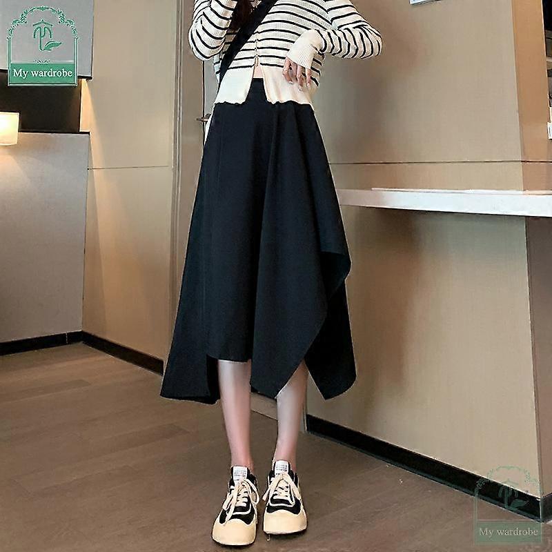 My Wardrobe Women's Irregular Skirt High-waisted Retro-style Skirt Design Sense of Niche Mid-length Model Pleated Skirt