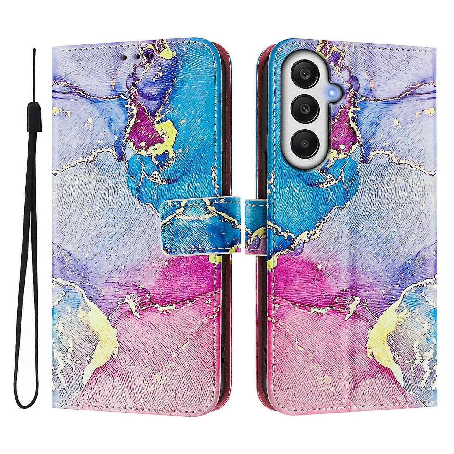 For Samsung Galaxy S24 FE Leather Case Pattern Printing Wallet Phone Cover with Strap