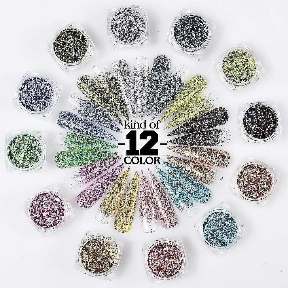 12 وعاء بريق ناعم إضافي، بريق أظافر أكريليك، بريق الوحل الناعم