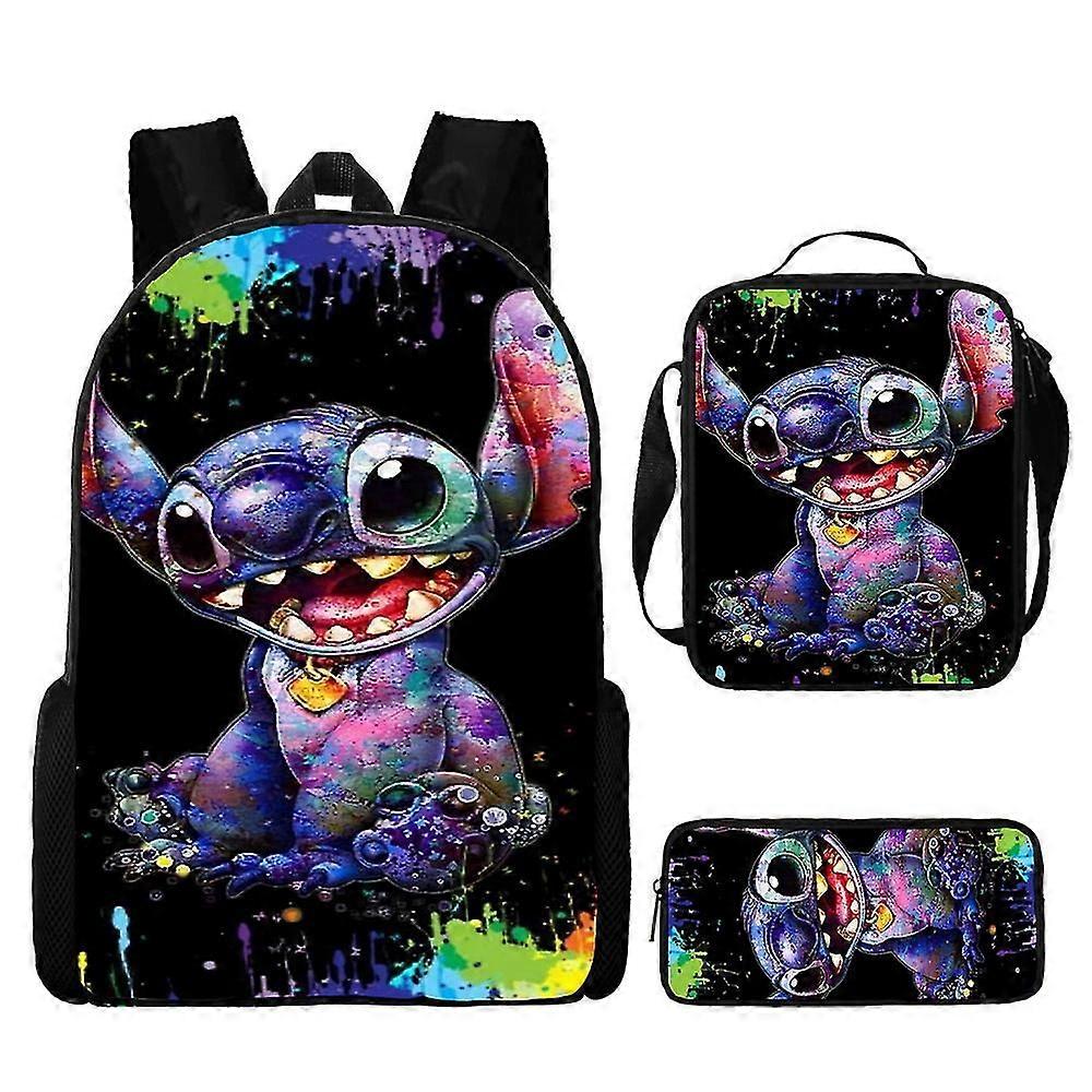 Lilo Stitch Ryggsäck Grundskola Gymnasieväska Matsäck Penna väska Skolmaterial Vattentät Pojkar Flickor Ryggsäck