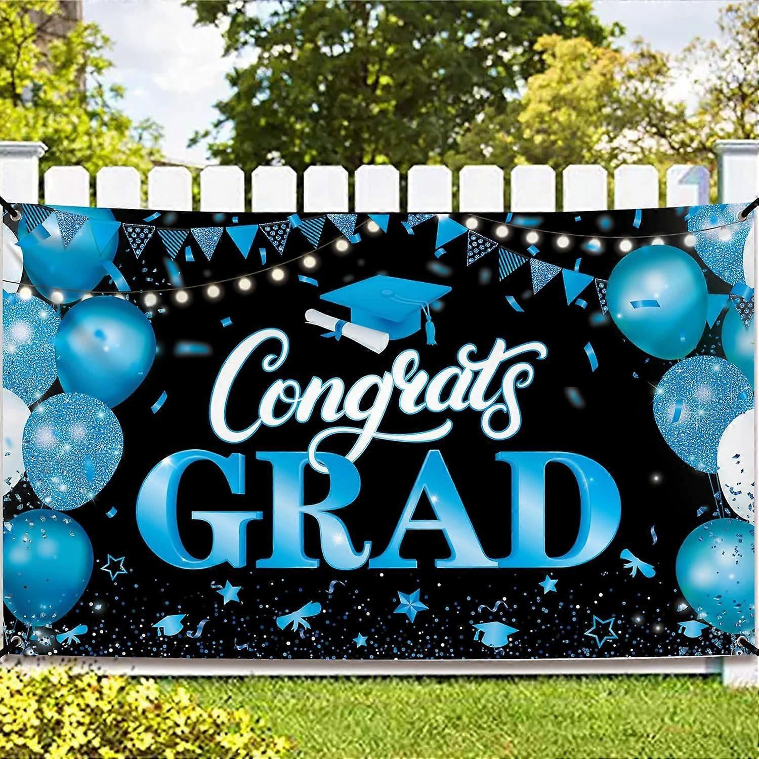 Onnittelut Grad Banner Onnittelut Banner Graduation Banner Class of 2025, sininen ja musta Graduati
