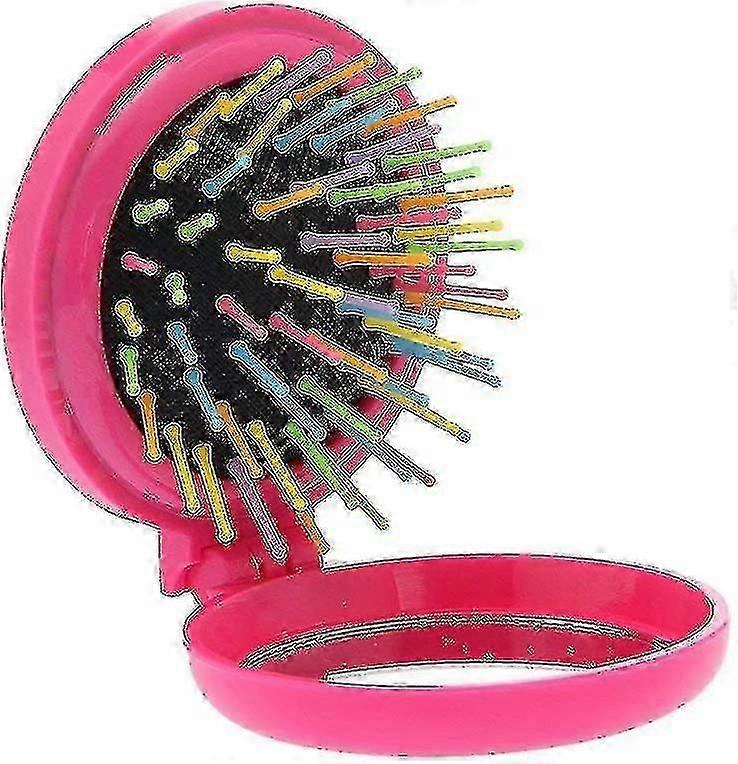 Women's Mini Round Folding Comb With Travel Pop Up Brush