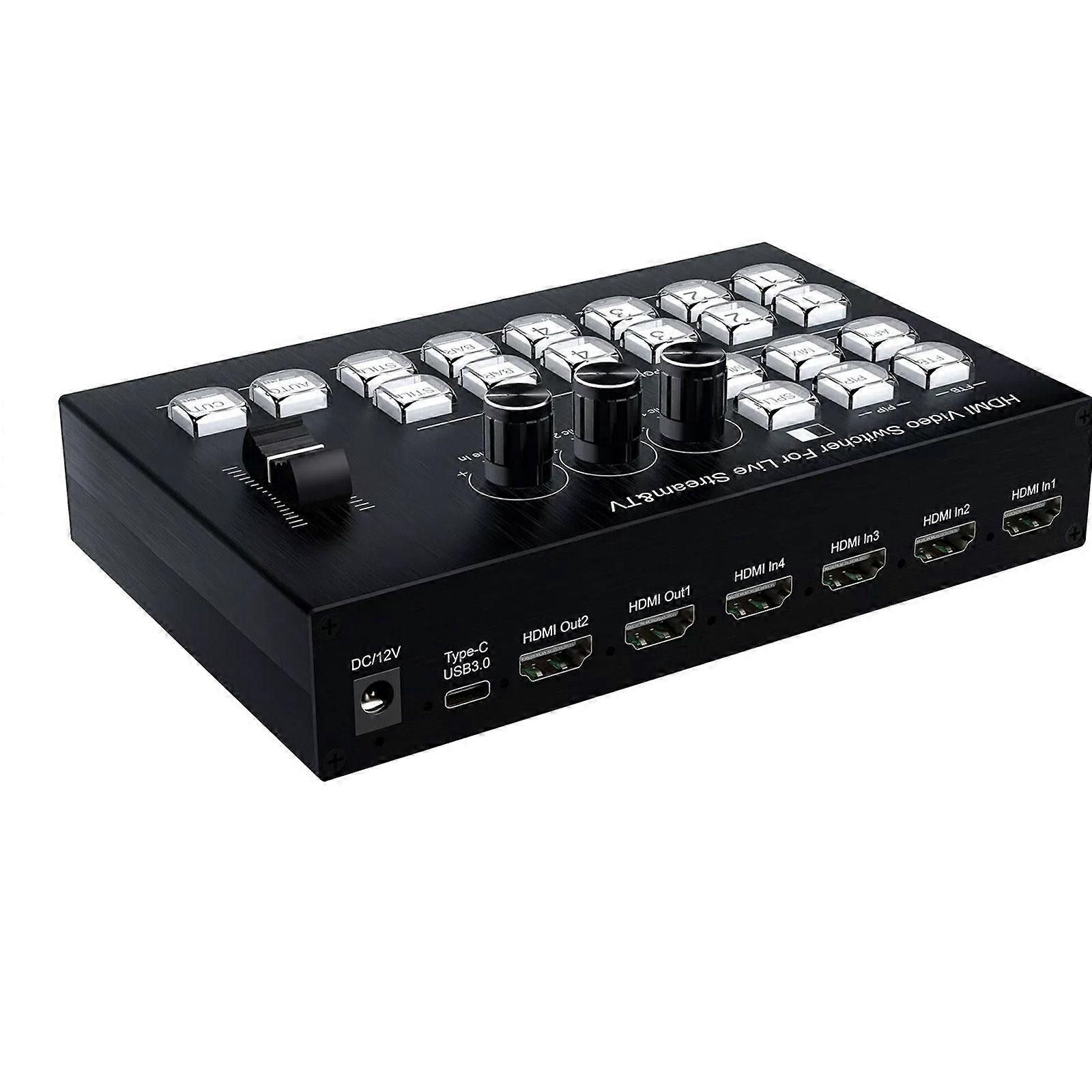 4K Video Switcher 4 HDMI Camera Streaming Live Production Broadcasting Station