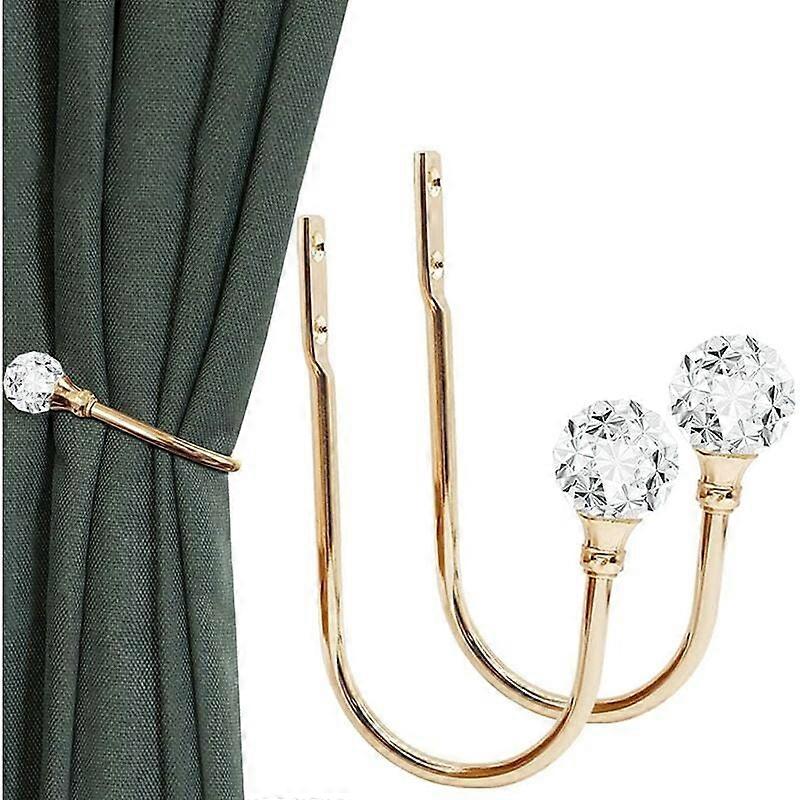 Curtain Holders, Elegant Appearance Curtain Tiebacks with Clear Crystal Ball for Multi-Purpose Home Decoration, Sparkling Crystal Curtain Hooks for