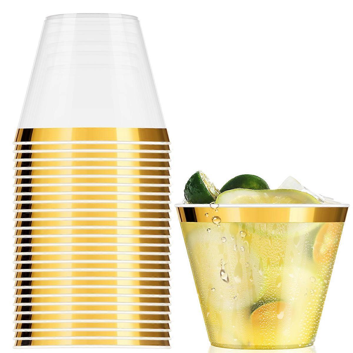 Golden Plastic Cups 9 Oz Disposable Cup Transparent Plastic Cup