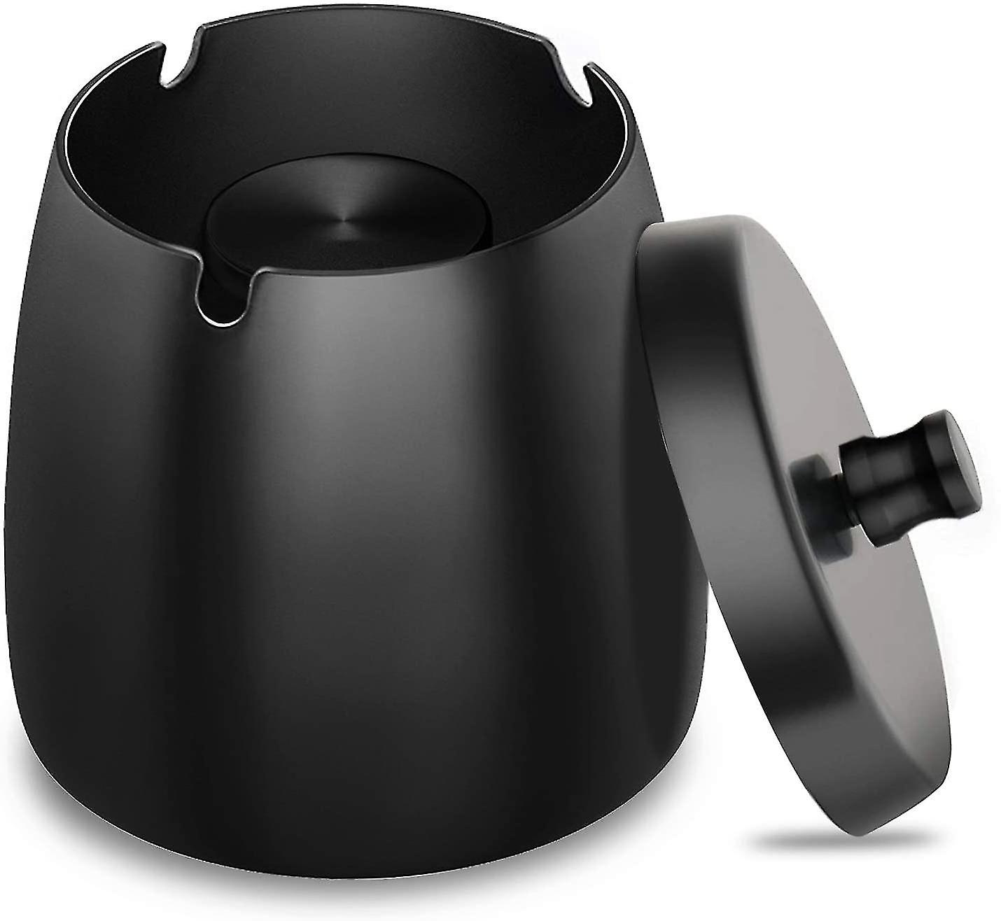 Ashtray Stainless Steel With Lid Heavy Ashtray Storm Wind Non-slip Base For Outdoors And I
