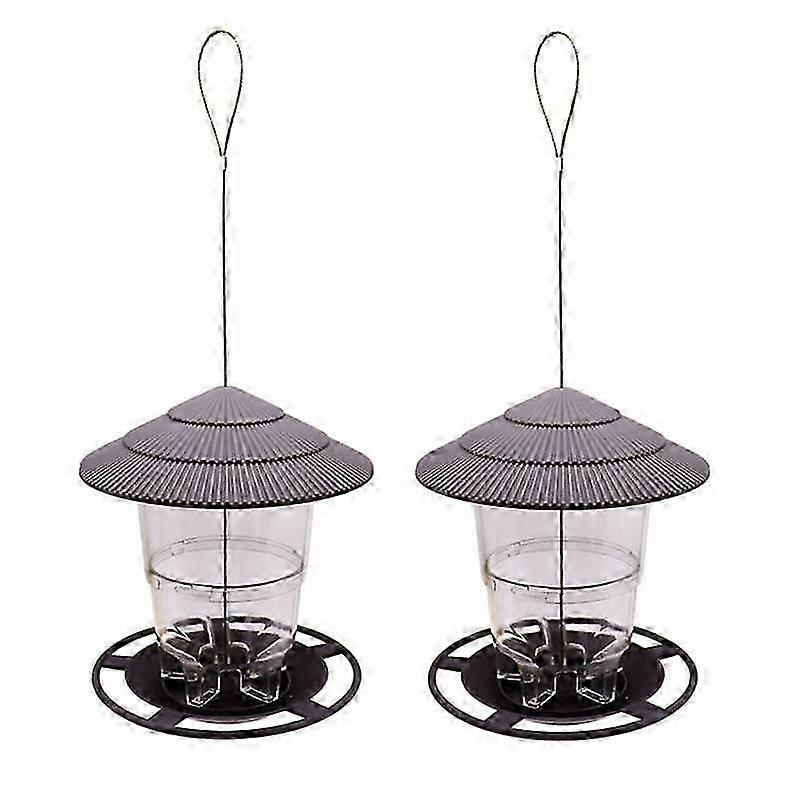 Telescopic Automatic Bird Feeders Hanging Wild Bird Water Feeders Tray Roof Viewing Outdoor Garden