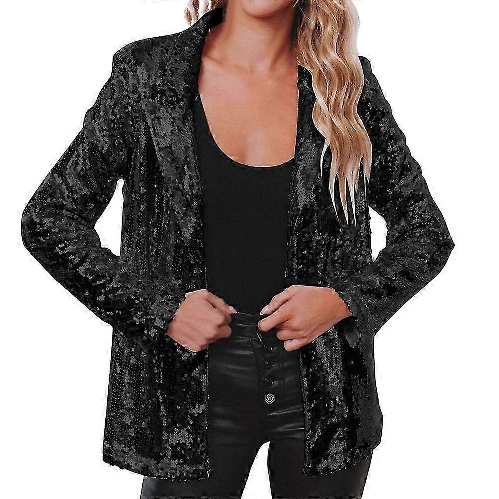 Blazer de lantejoulas das mulheres com jaqueta bomber de manga comprida com detalhe de glitter