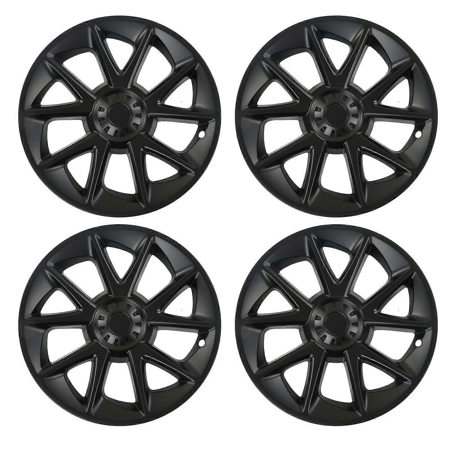 4PCS 18in Car Wheel Hub Cap Black Lightweight Resilient Aerodynamic Waterproof Replacement for Tesla Model 3 2017‑2022