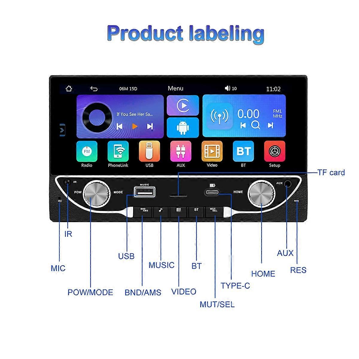 Wireless 2 Din Car Stereo Carplay Android Auto,6.86 Inch Car Radio