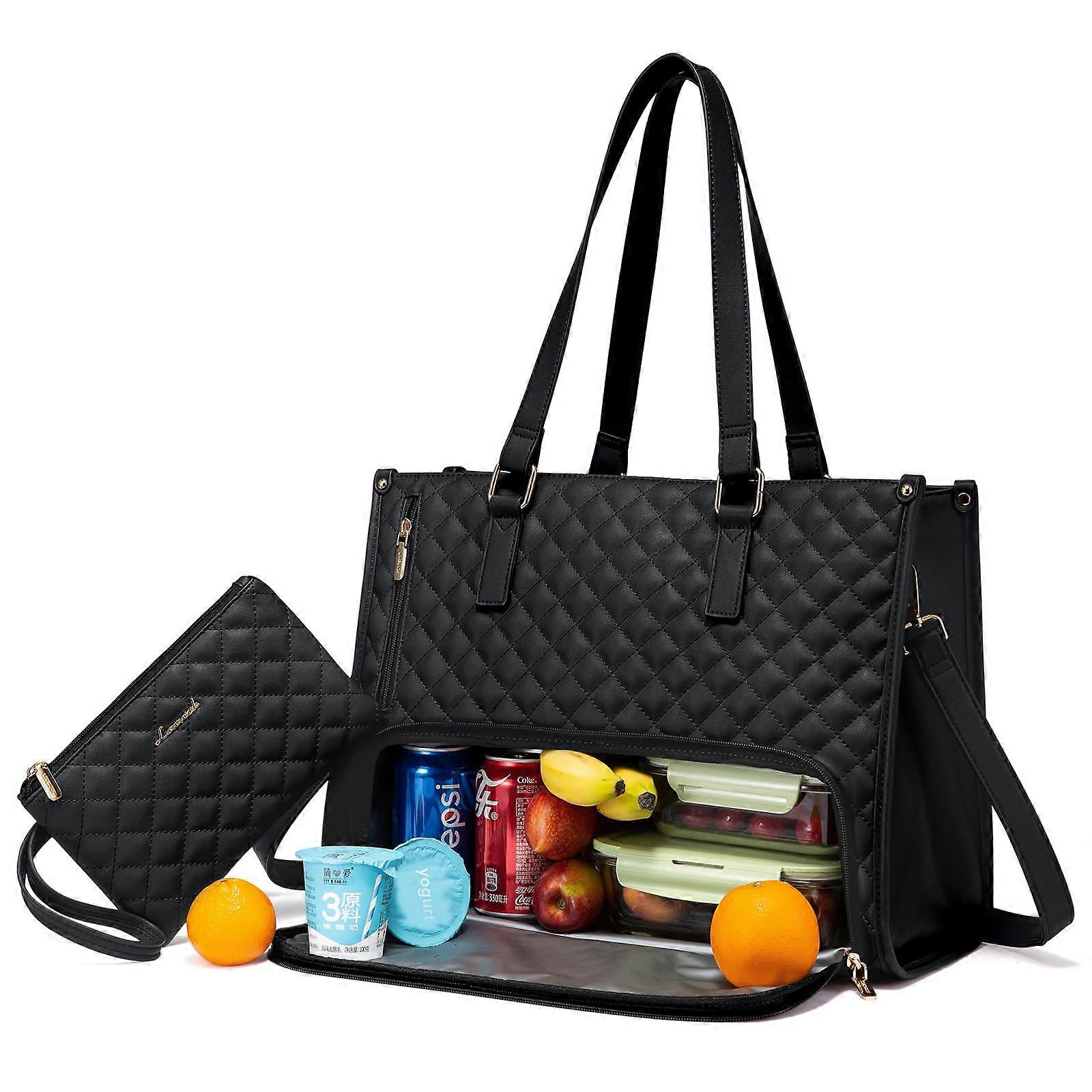 Quilted Lunch Tote Bag for Office Use, Insulated, Stylish Design, Durable Fabric, Large Capacity