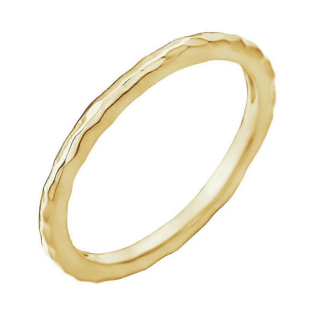 14k Yellow Gold 2mm Polished Hammered Stackable Ring-Stackable-Ring for Women - Ring Size: 5 to 8
