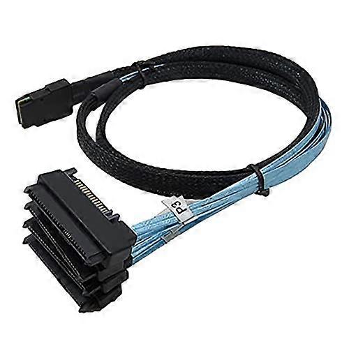 Connectors Mini SAS-36P SFF 8087 to 4 SAS 29P SFF-8482 Cable 15P SATA Hard Drive Cable (1M) - (Color: Black Blue)