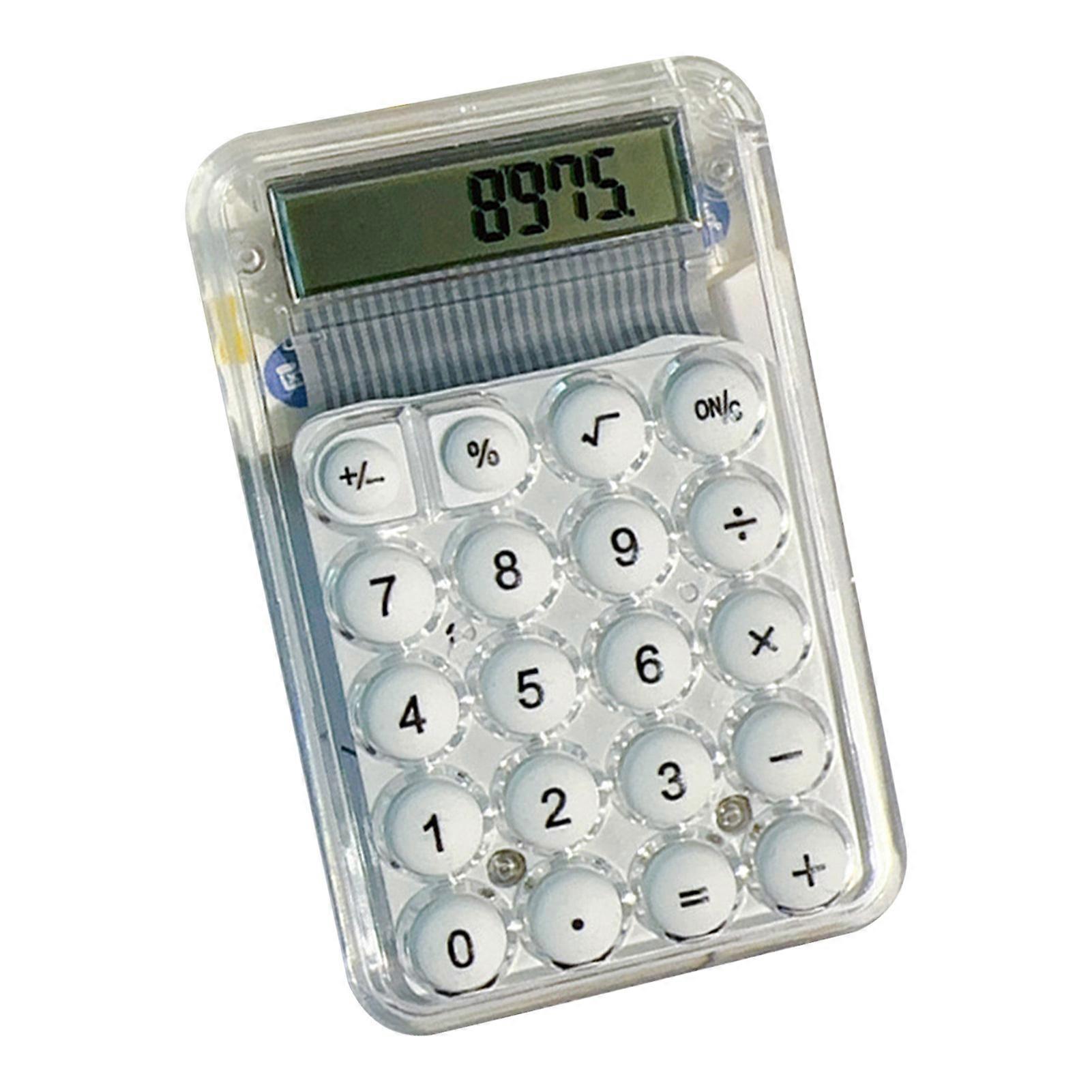 Cute Calculator Soft Big Button Digital Display Silent Portable 8 Digit Mini Calculator for Girls Boys Students White