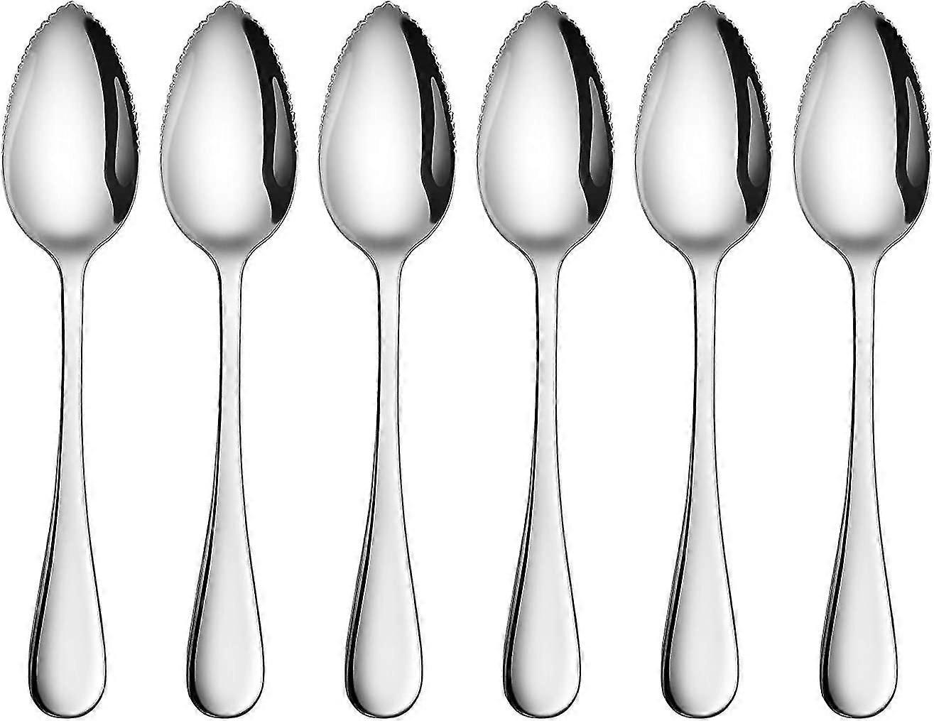 JiaWei Toranja e Colher de Sobremesa - Aço Inoxidável Com Borda Serrilhada6.5 Polegadas, Conjunto de 6 RMY