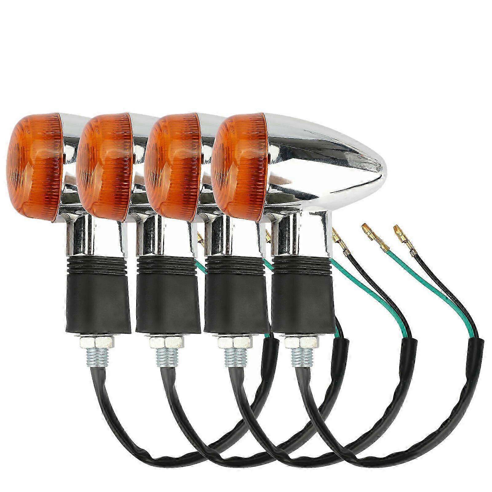 4PCs Motorcycle Turn Signals Amber Lights LED Indicator for