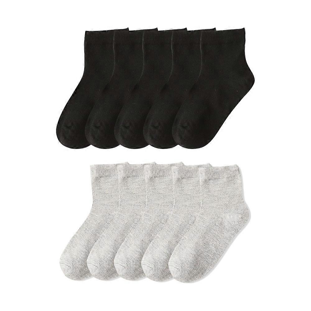 10 Pack Mesh Thin Socks Cotton Socks Soft Grey+Black