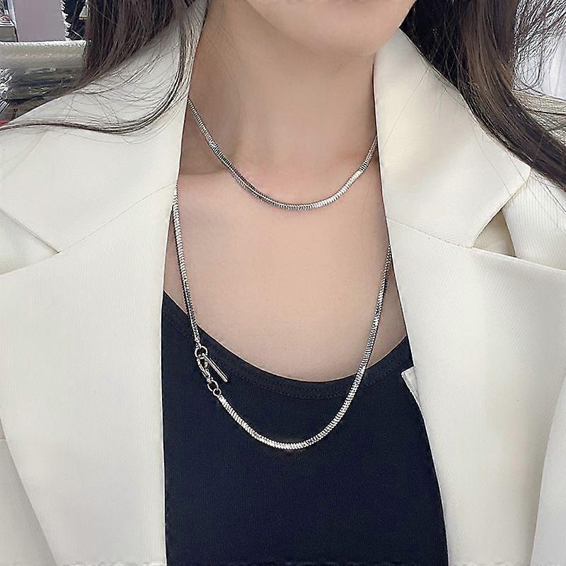 Vacuum Plating 18K Multilayer Snake Chain Elegant Double Layer Sweater Chain Punk Gold Silver Choker Necklace Women Gift