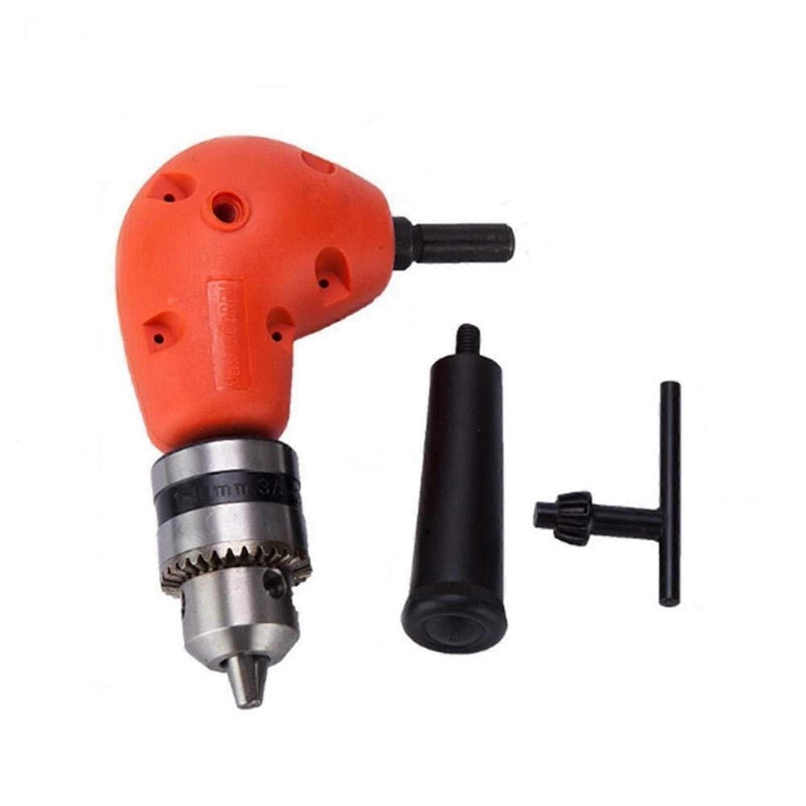90 Degree Right Angle Drill Attachment Drive Adapter with Keyed Chuck for Power Tools, Compatible with Standard Drill Models