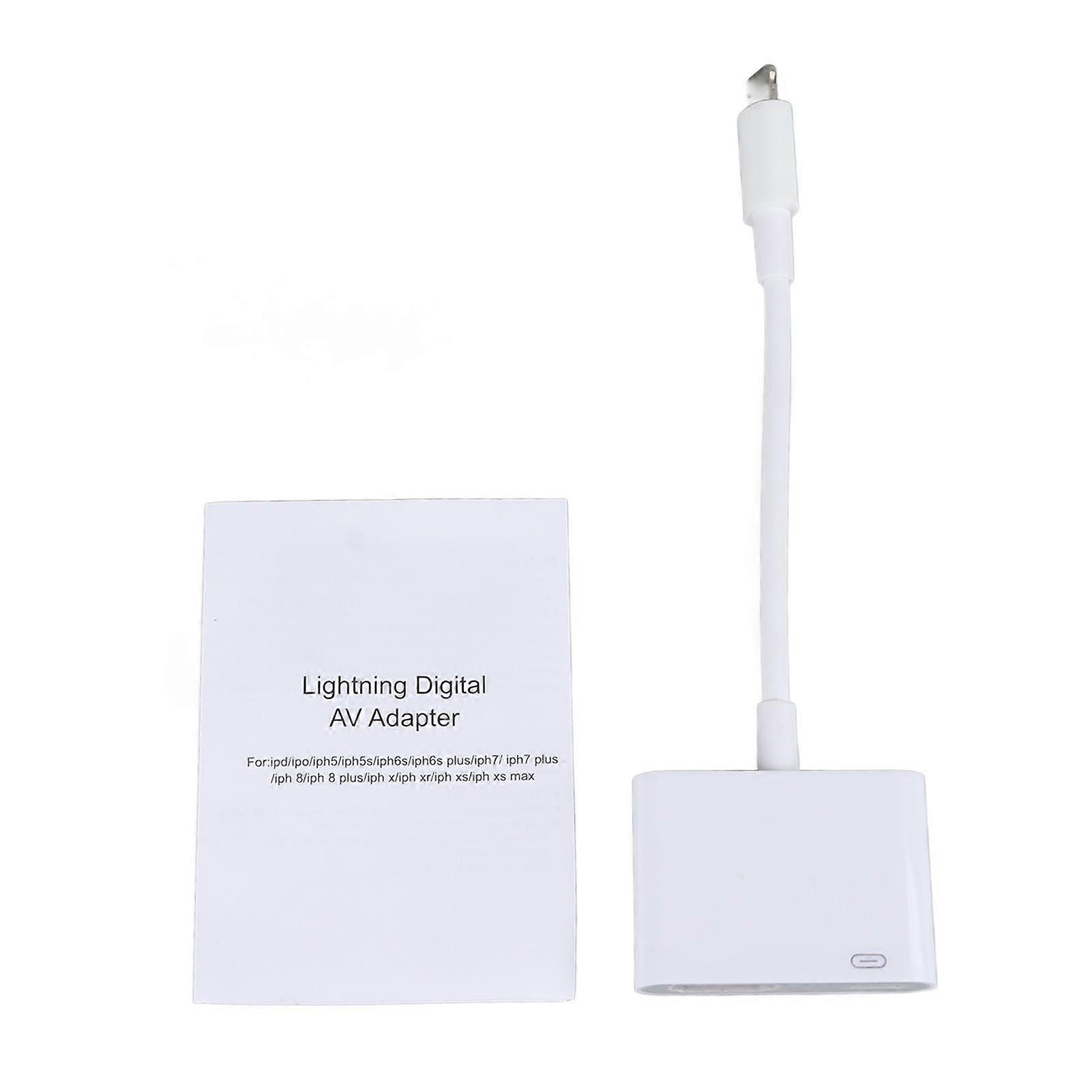 for IOS to High Definition Multimedia Interface Digital AV Adapter for TV for Iphone White