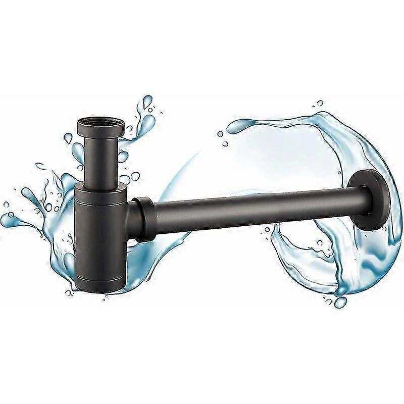Sifon lavabo - Silindir şeklinde sifon drenaj borusu - Kolay kurulum - Mat siyah lake çinkodan yapılmıştır - Üniversal drenaj borusu.