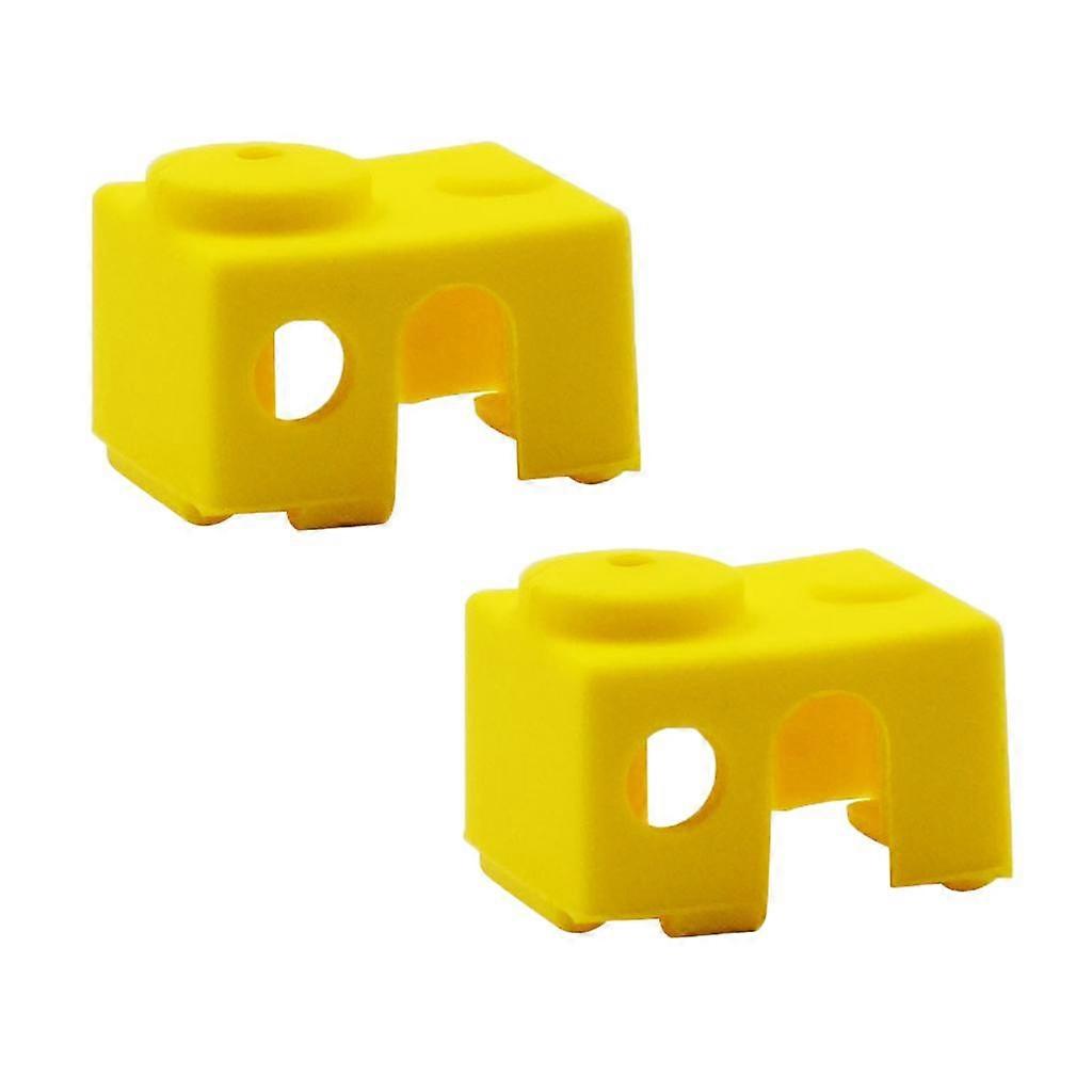 2Pcs 3D Printer Silicone Wrap Case Socks Cover For V6 Block -Yellow