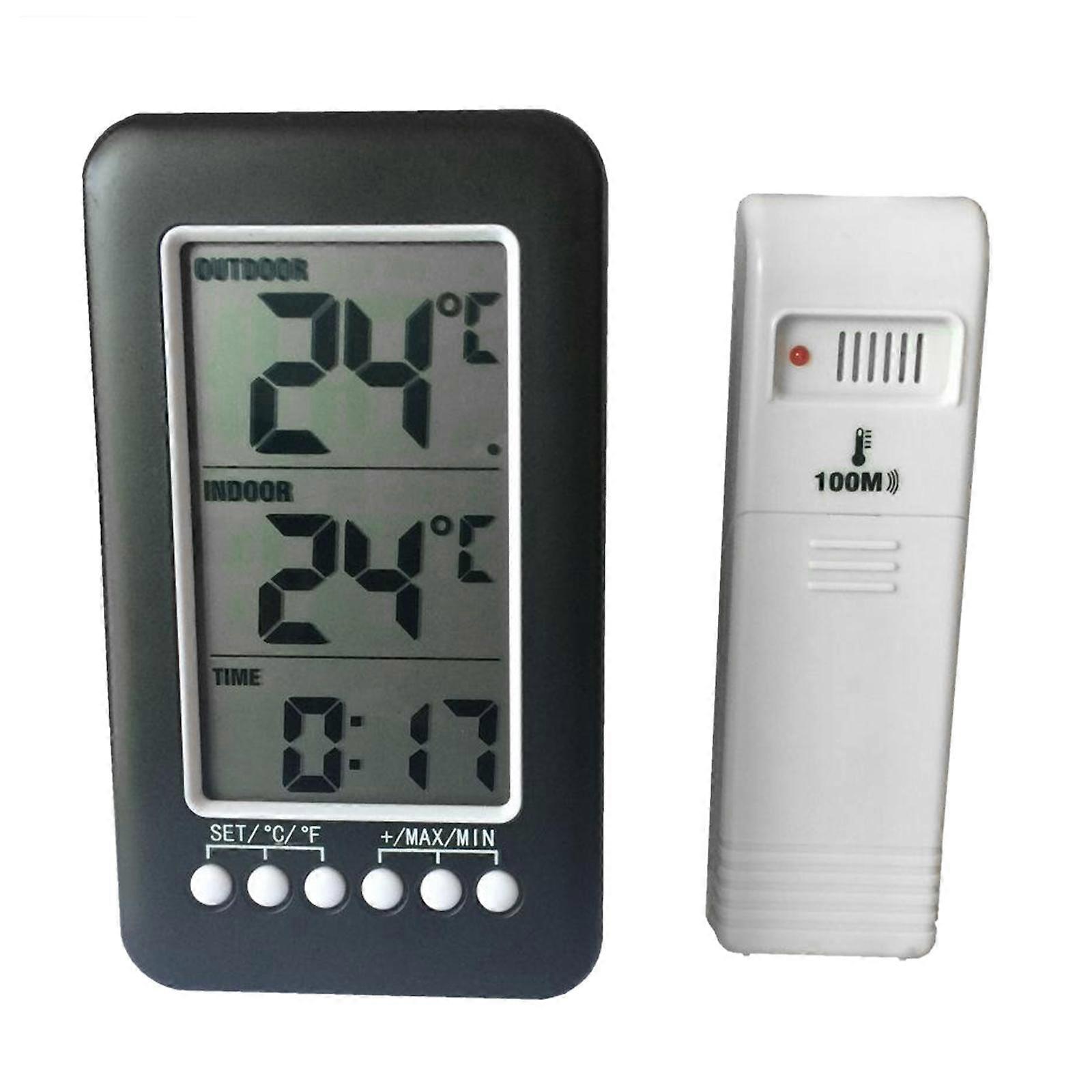 Digital Wireless Indoor/Outdoor Thermometer Clock Temperature Meter