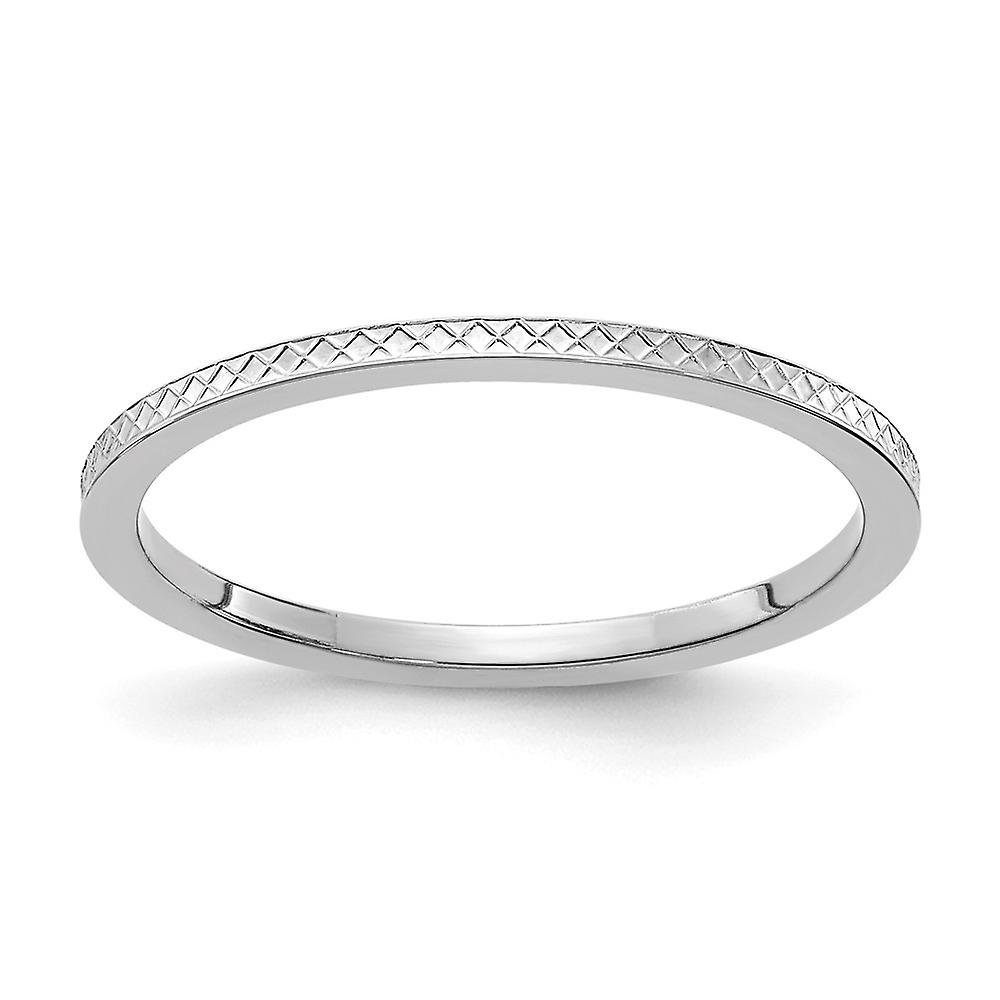 14k Solid White Gold 1.2mm Criss cross Pattern Stackable Band Ring-Stackable-Ring for Women and Men - Ring Size: 4 to 10