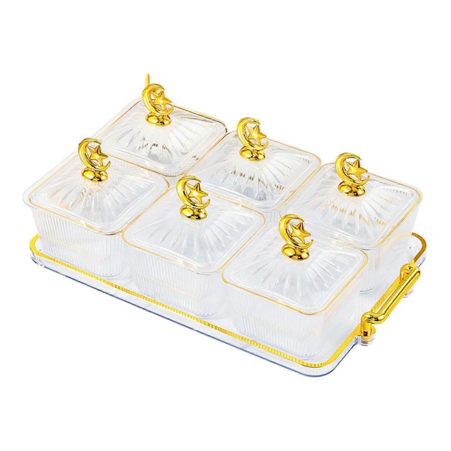 Divided Serving Dish Appetizer Serving Tray Multifunctional Dried Fruit Tray Nut Candy Container For Cookies Snacks Seasoning Clear 6 Grids