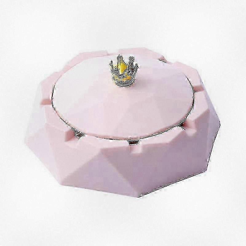 Pink Crown Stainless Steel Ashtray with Lids, Suitable for Indoor or Outdoor Use, Windproof and Functional Design for Cigarette Ashes