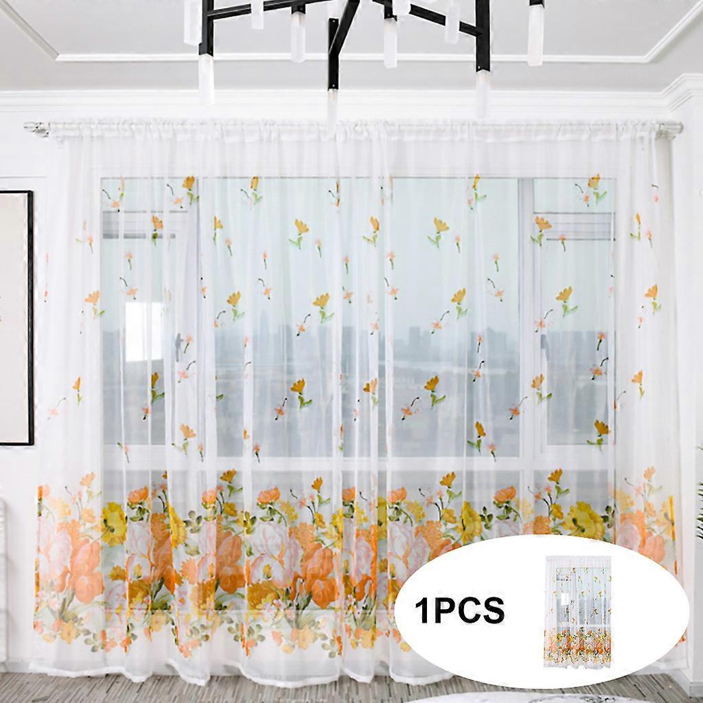 Trees Sheer Curtain Tulle Window Treatment Voile Drape Valance  Fabric