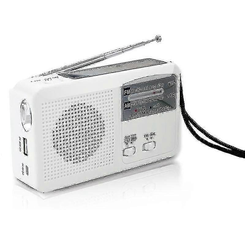 Emergency Radio With Solar And Hand Crank Self Powered, Battery Usb Recharging Fm/am Radio Led Flash