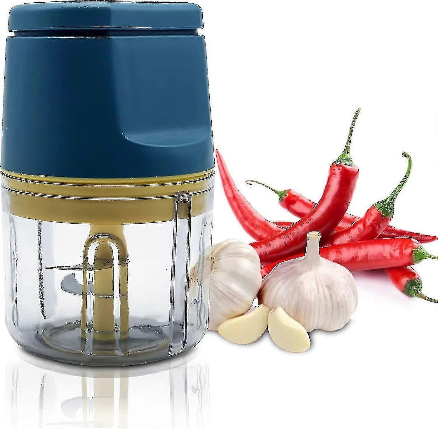 Electric Kitchen Chopper, Mini Multi-Function Chopper, Food Processor Garlic Press, Waterproof and Washable