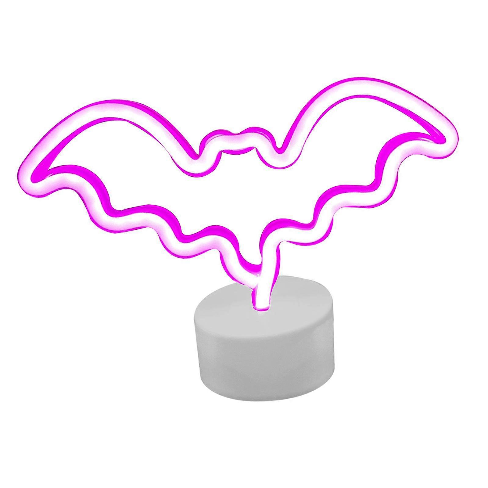 Enseignes au néon Halloween Bat Shape Bar avec support Veilleuse alimentée par batterie LED