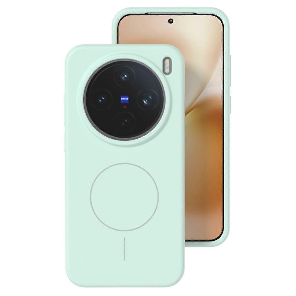 Pour vivo X200 5G Coque en silicone liquide compatible avec la coque de téléphone MagSafe Skin-Touch - Vert menthe