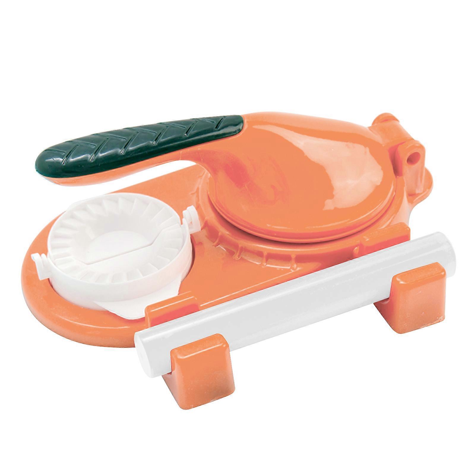 Dumpling Maker Dough Pressing Tool Set with Rolling Manual Wrapper Presser Labor-Saving Dough Skin Molder Machine  Orange