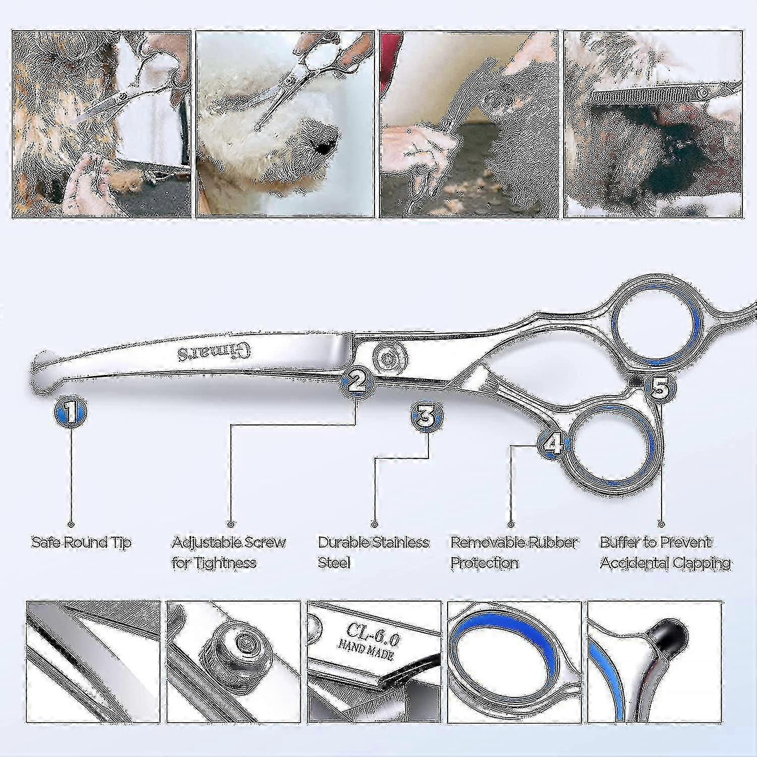 7Inch Professional 4CR Stainless Steel 6 in 1 Grooming Scissors for Dogs with Sa 7Inch Professional 4CR Stainless Steel 6 in 1 Grooming Scissors for Dogs with Sa