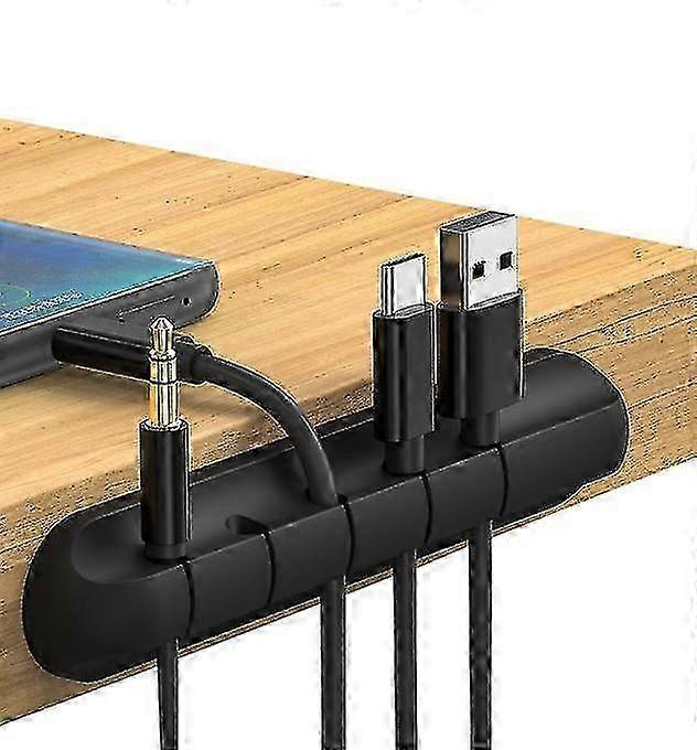 Silicone Self-Adhesive Cable Clips for Desk - Black