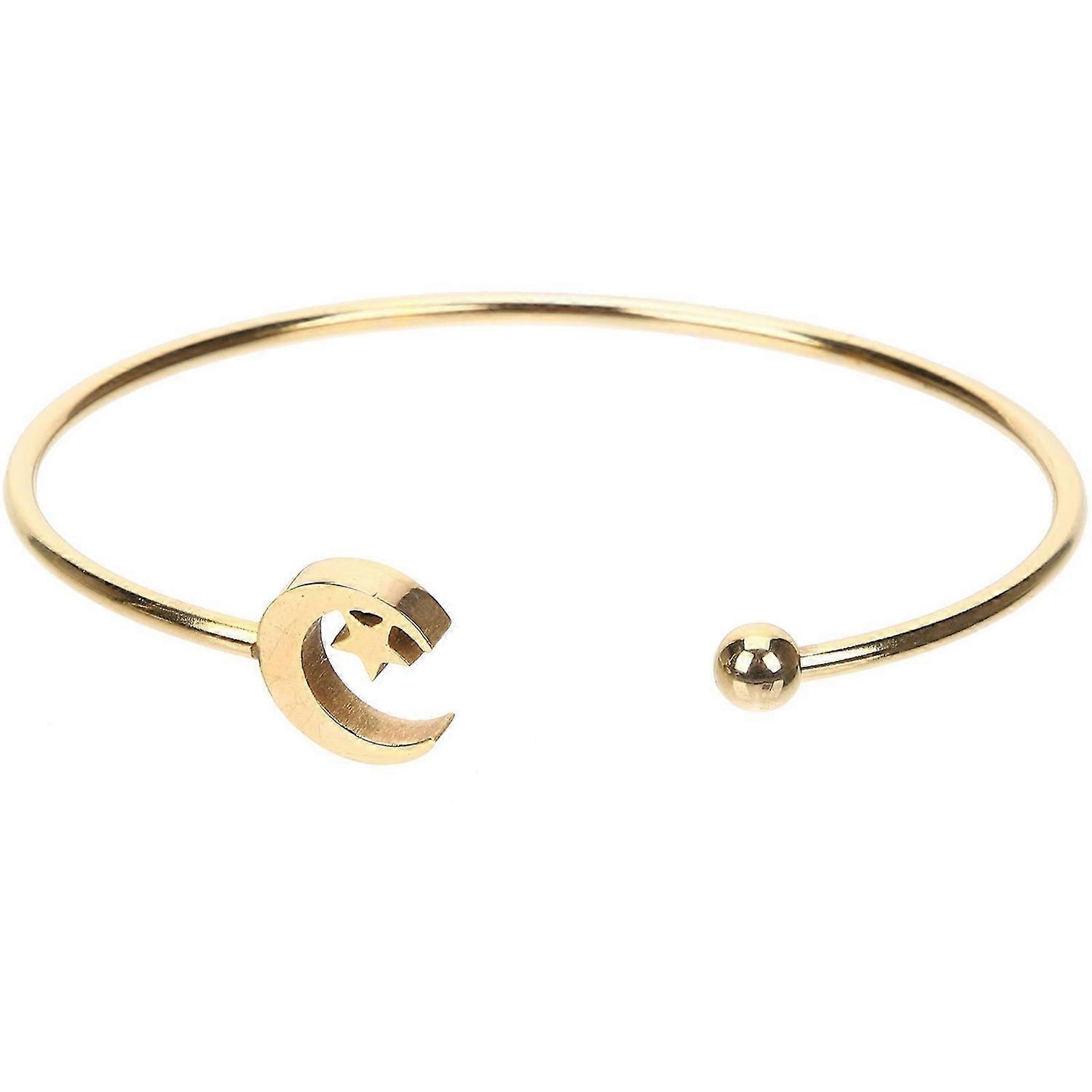 Stylish Star Moon Bangle Steel Opening Bracelet Simple Adjustable Bangle