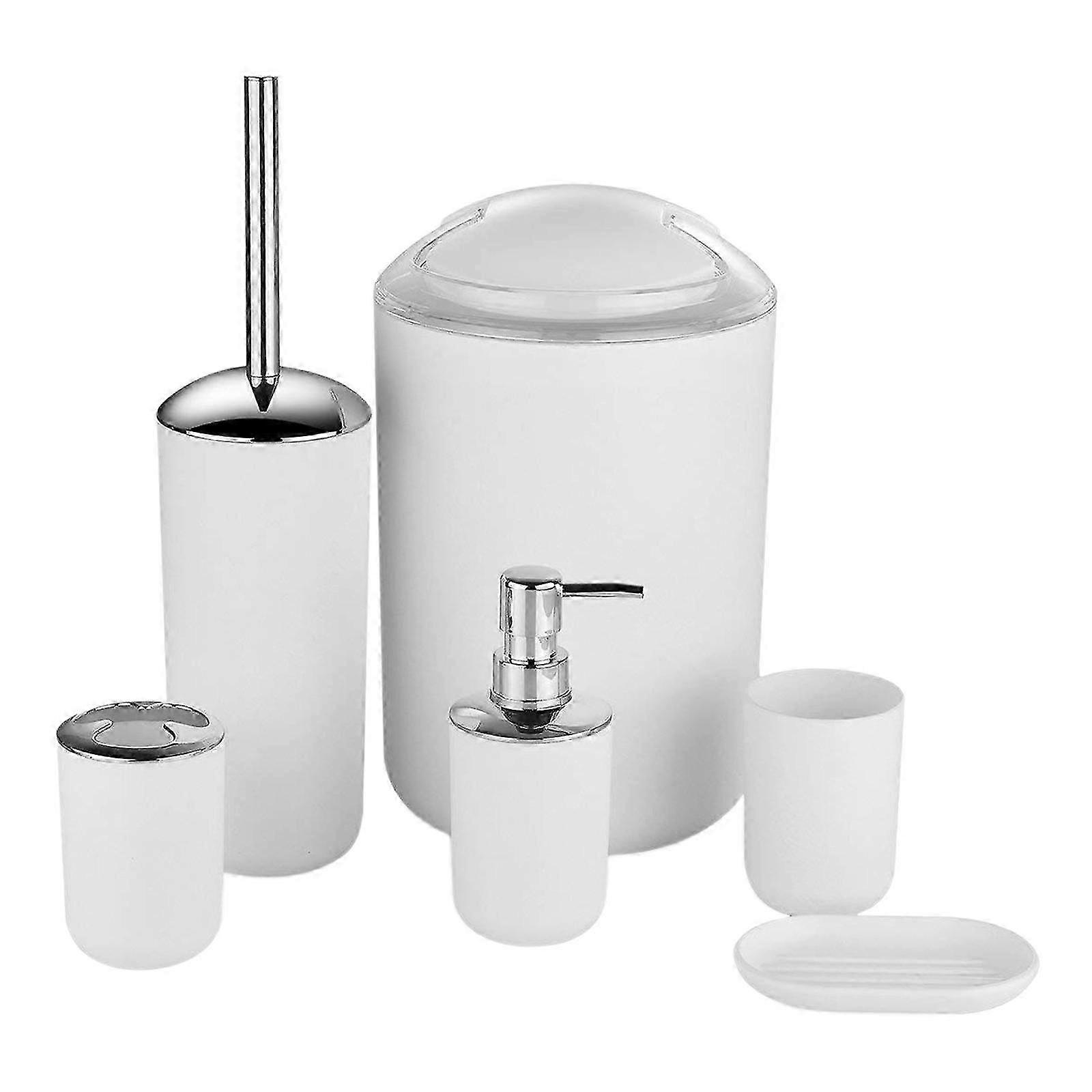 6x Luxury Bathroom Accessories Set - White Soap Dispenser Gift
