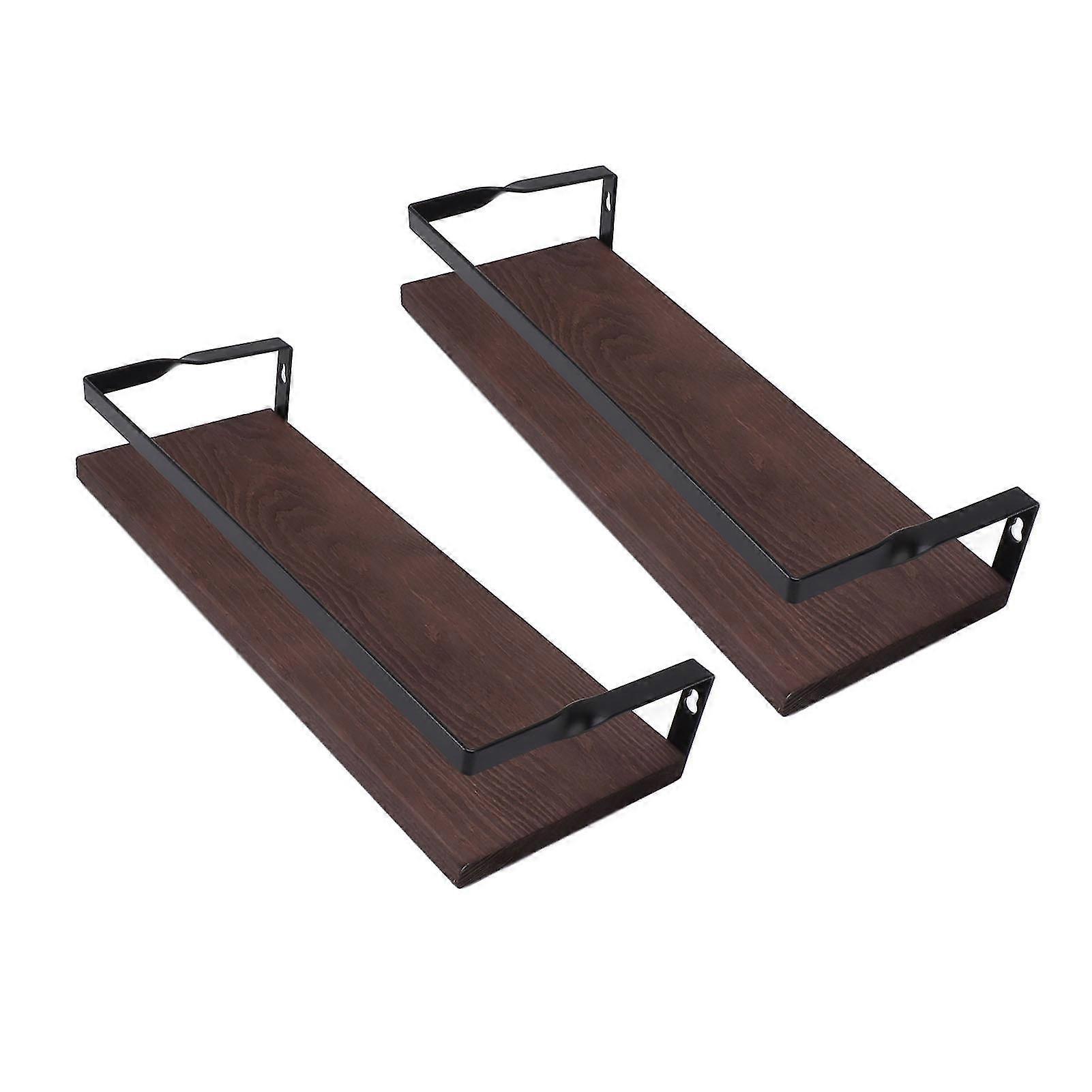 2025 2 Pcs Floating Shelf Wall Mounted Storage Rack Simple Style Floating Storage Shelves Dark Brown