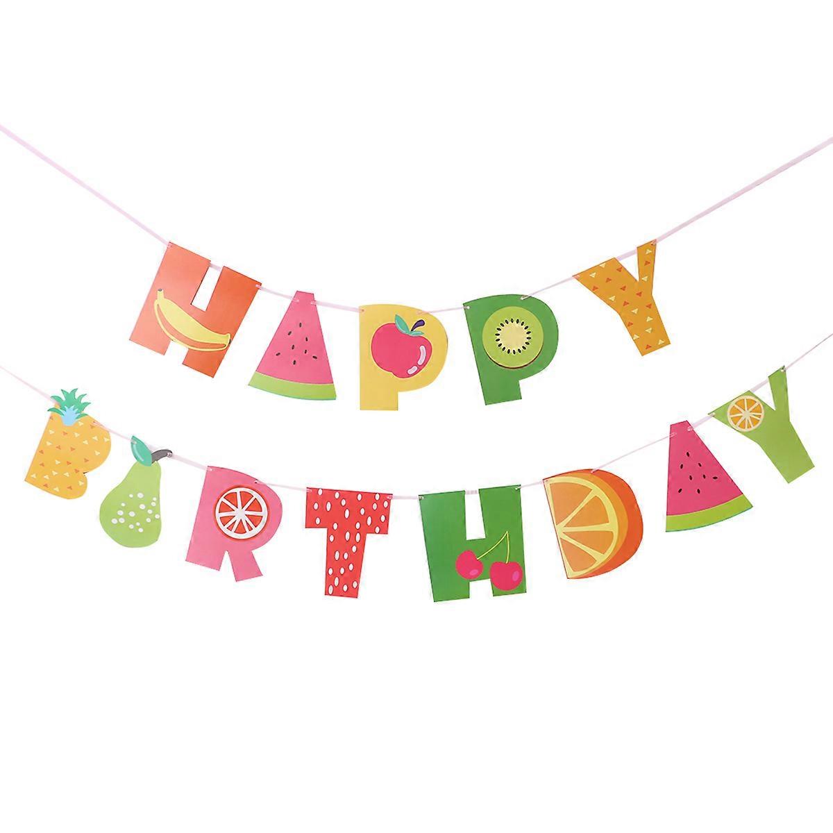 Decorative Banners Fruit Theme Birthday Decorations Assorted Color About 3 Meters String 1Set