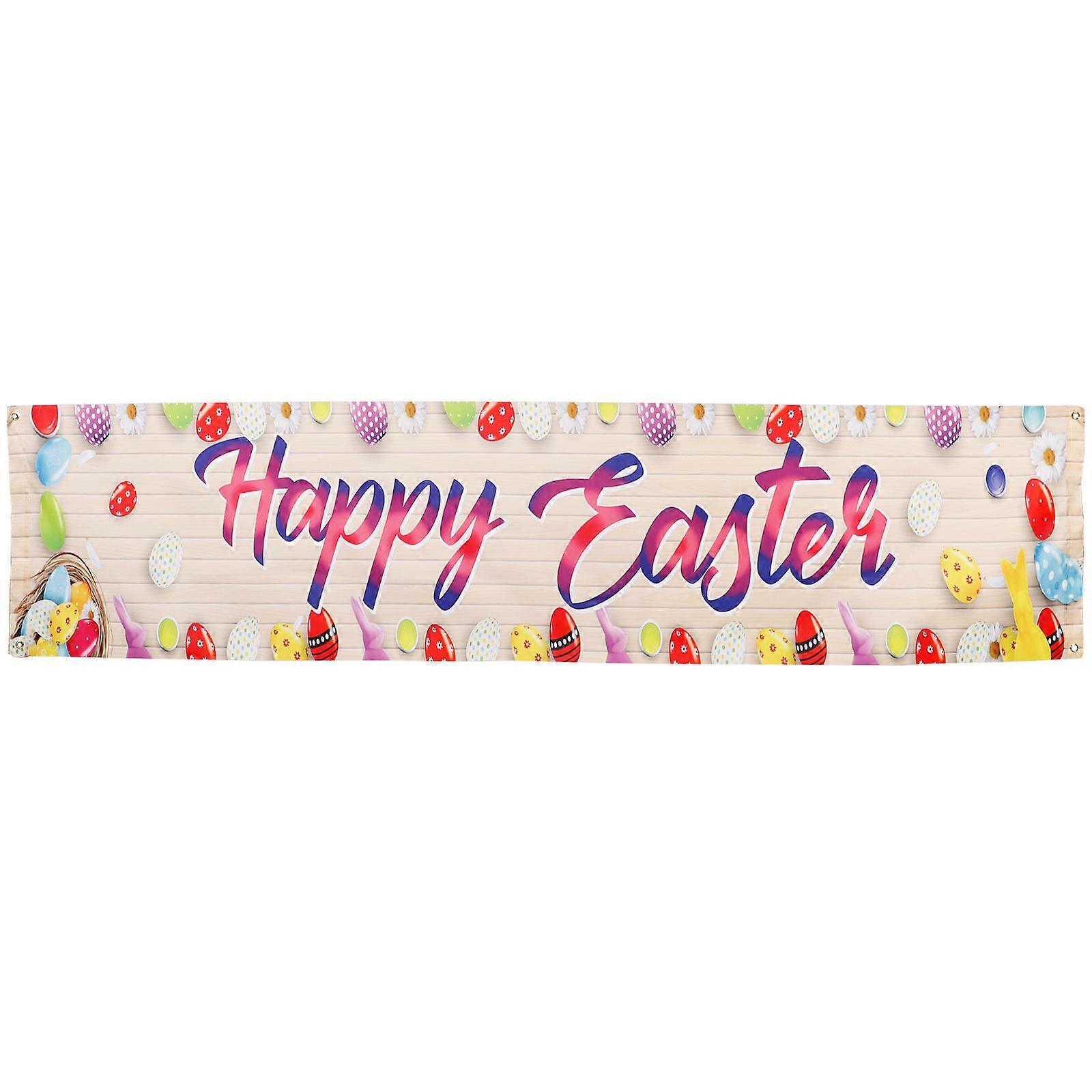 Spring Party Banner Easter Day Banner Assorted Color 200.00X45.00X0.10CM Garden Hanging 1Pcs