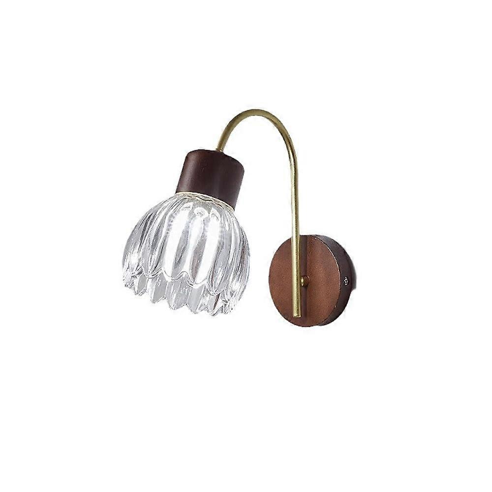 Nordic LED wall lights with floral pattern, rubber wood, E27 socket, 12 cm
