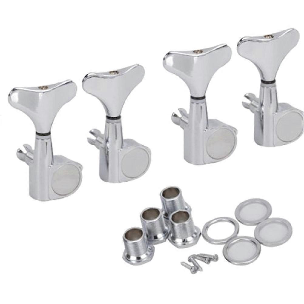 4pcs Silver Bass Machine Heads Tuning Pegs Durable Replacement for Old Bass Tuners, Essential Guitar Accessory