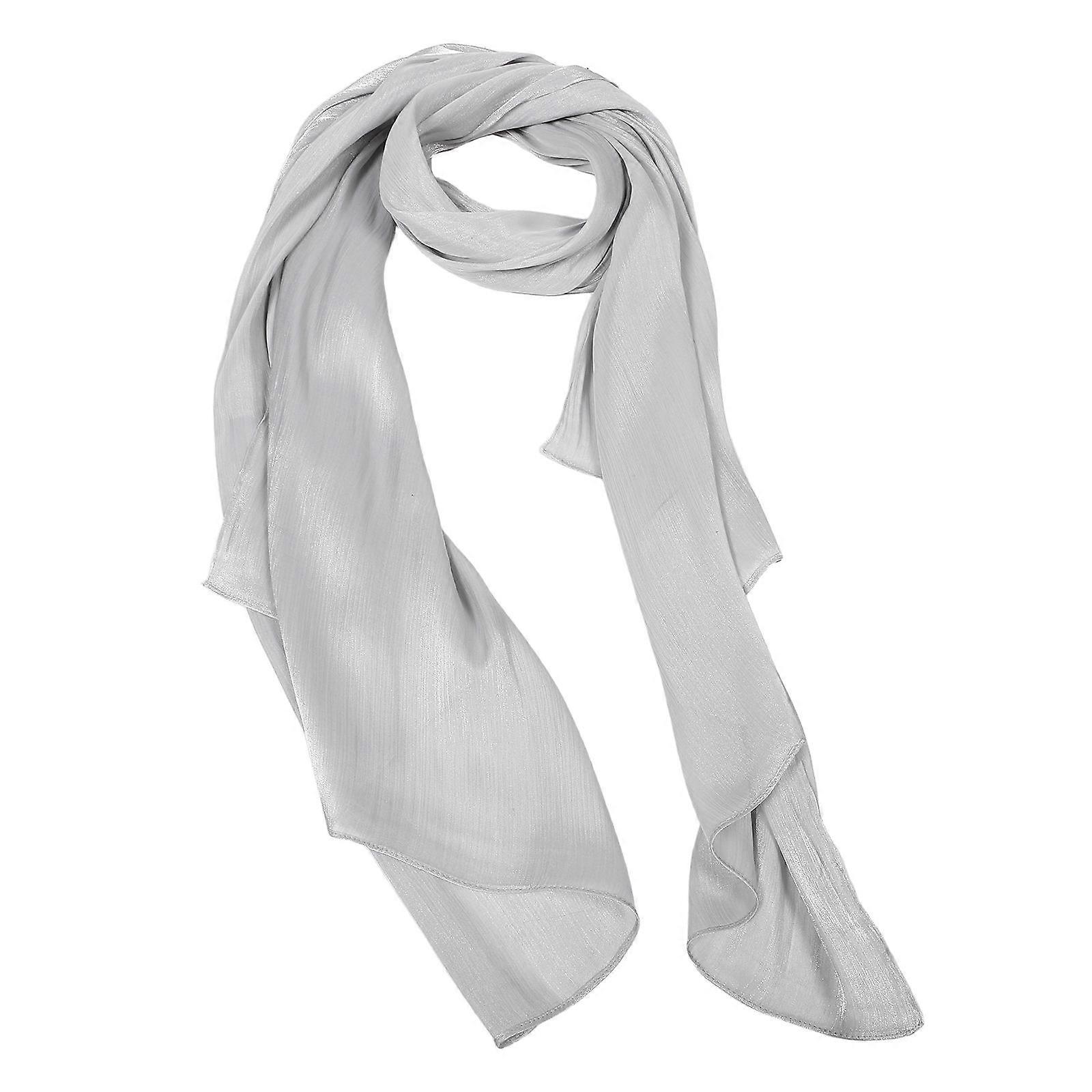 Shimmer Head Scarf Wraps Hijab Head Covering Shawl Rectangular Light Grey Polyester Summer Beach Vacations Weddings Party 1Pack